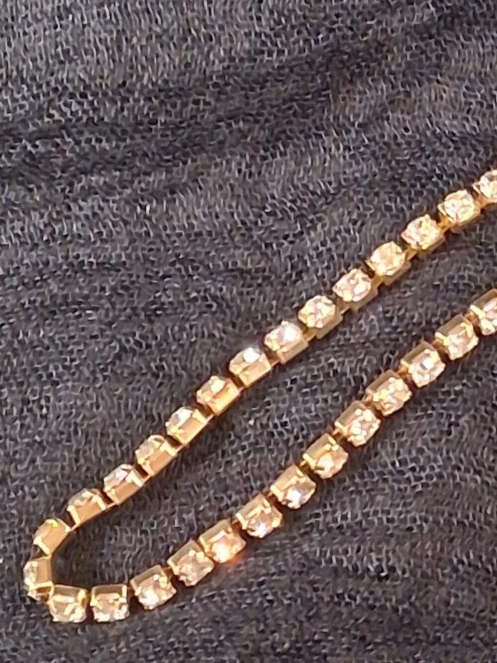 Gold Tone Rhinestone Jewelry Set Tennis Bracelet Pendant Necklace Earrings 3pc - Picture 8 of 9